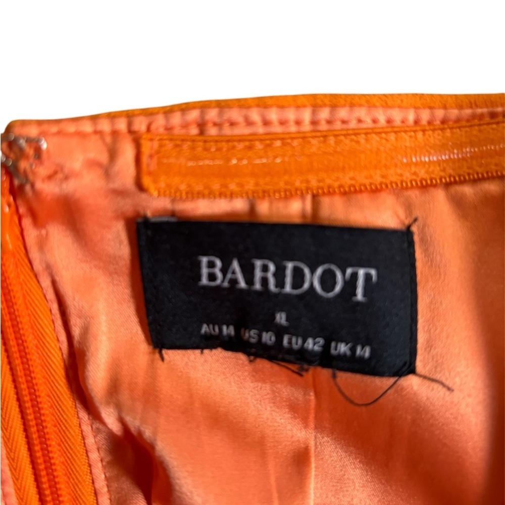 Revolve Bardot Brisa Bandeau Midi Vibrant Orange Midi Dress with Thigh Slit - Picture 4 of 4